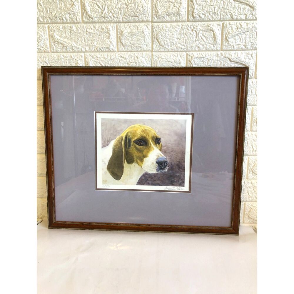 Michael S Gable Signed Limited Edition Hound Dog Art Print Framed 7/75 Large MCM